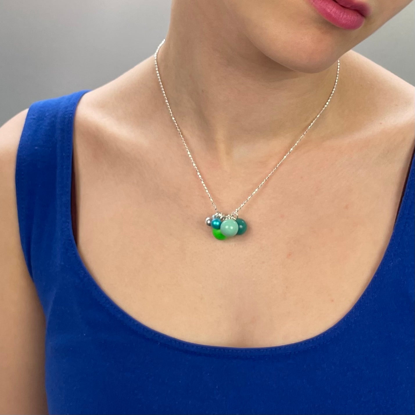 Silberkette mit 6 Anhängern "GREEN"