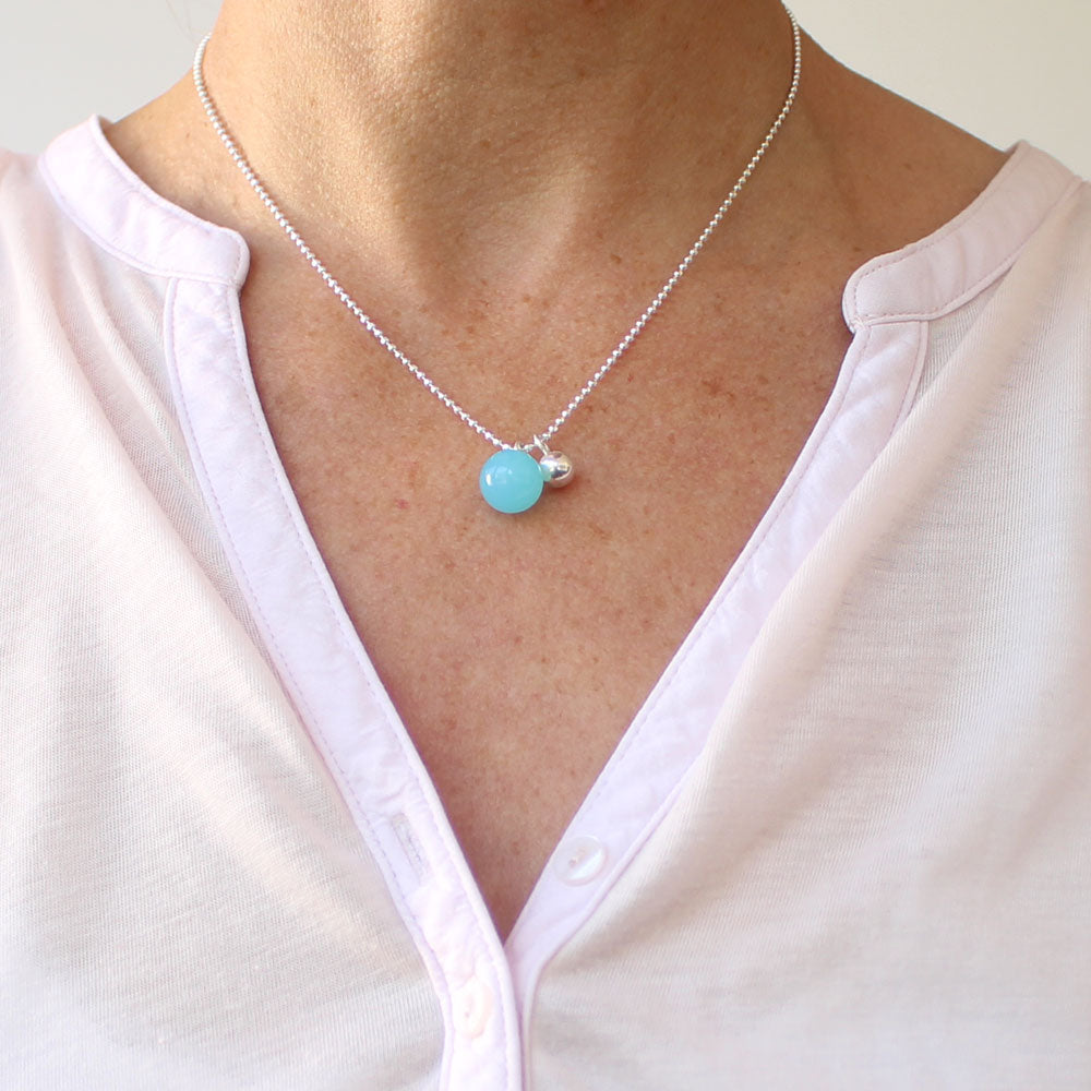 BaBa jewellery for happiness kurze Silberkette mit Chalcedon