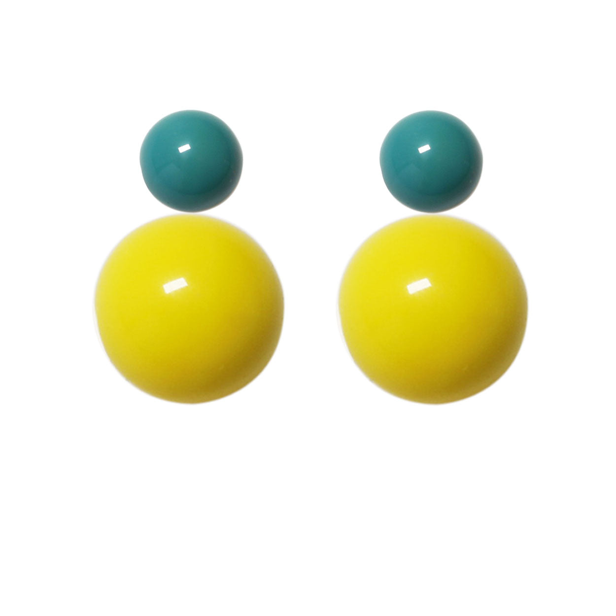 Ohrstecker-petrolgrün-gelb BaBa jewellery