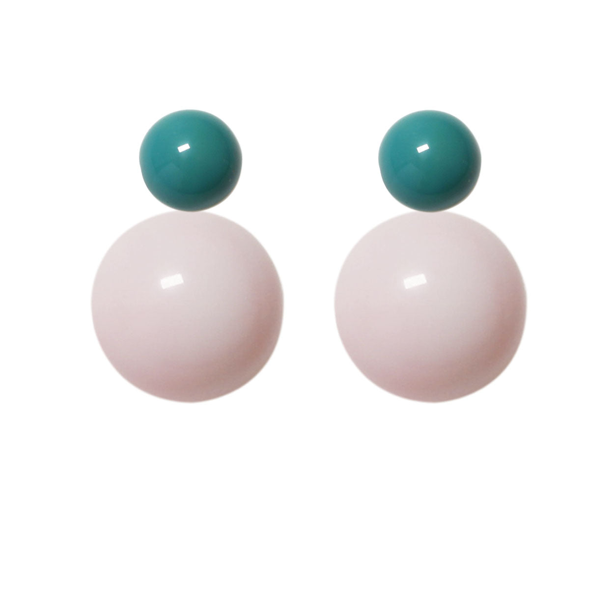 Ohrstecker-petrolgrün-hellrosa BaBa jewellery