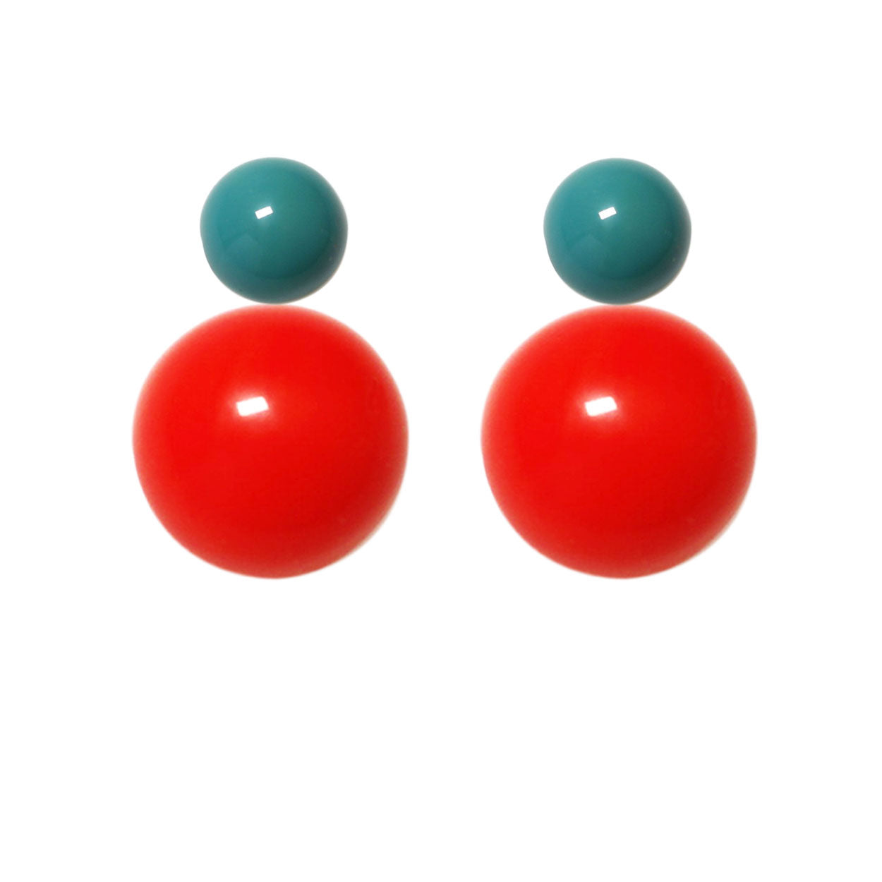 Ohrstecker-petrolgrün-hellrot BaBa jewellery