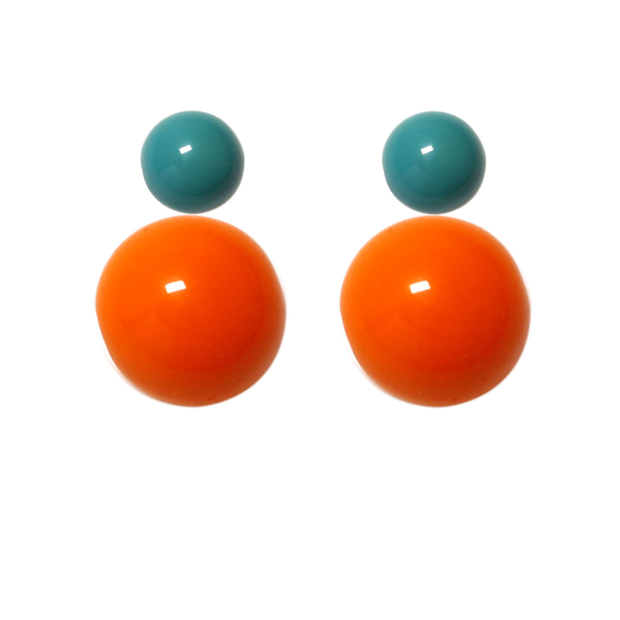 Ohrstecker-petrolgrün-orange BaBa jewellery
