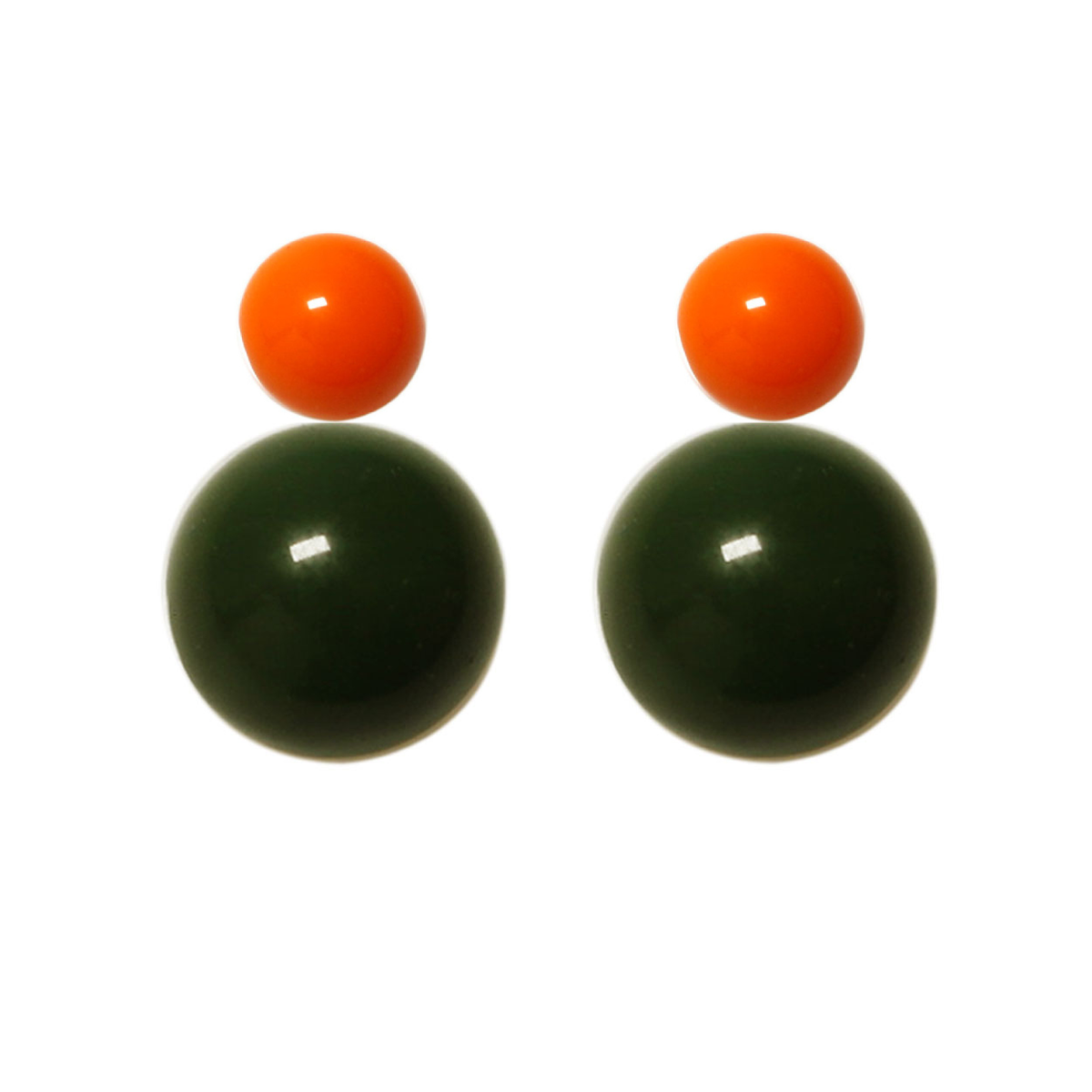 Variable Ohrstecker/Paar in Orange mit farbigen Glaskugeln