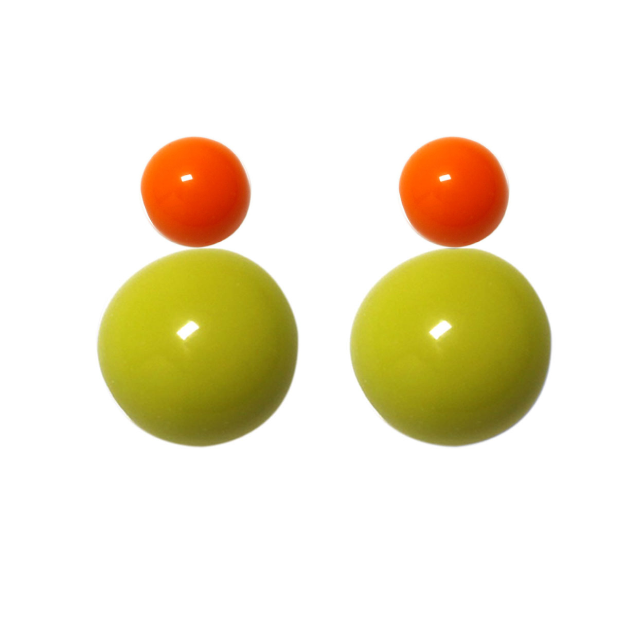 Variable Ohrstecker/Paar in Orange mit farbigen Glaskugeln