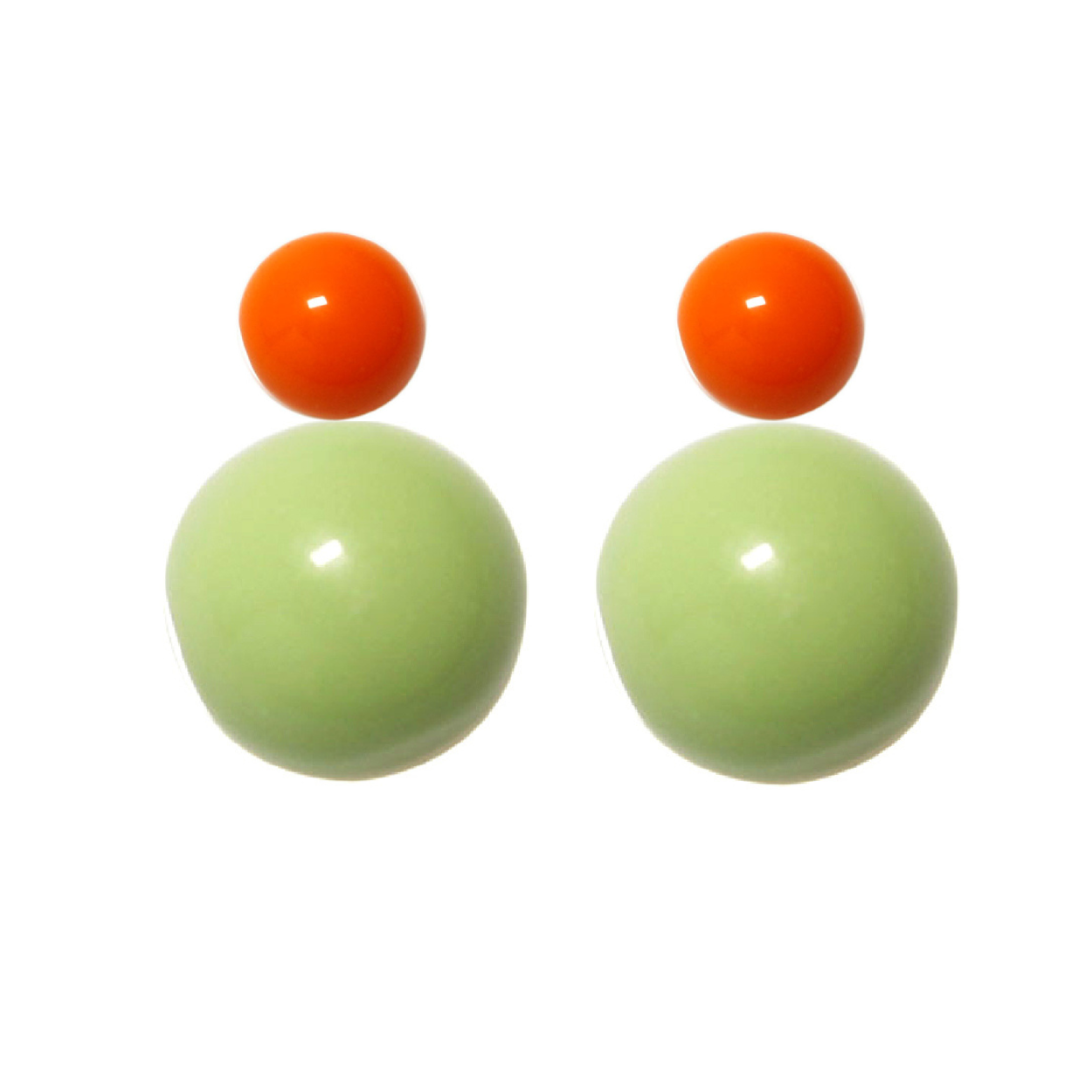 Variable Ohrstecker/Paar in Orange mit farbigen Glaskugeln