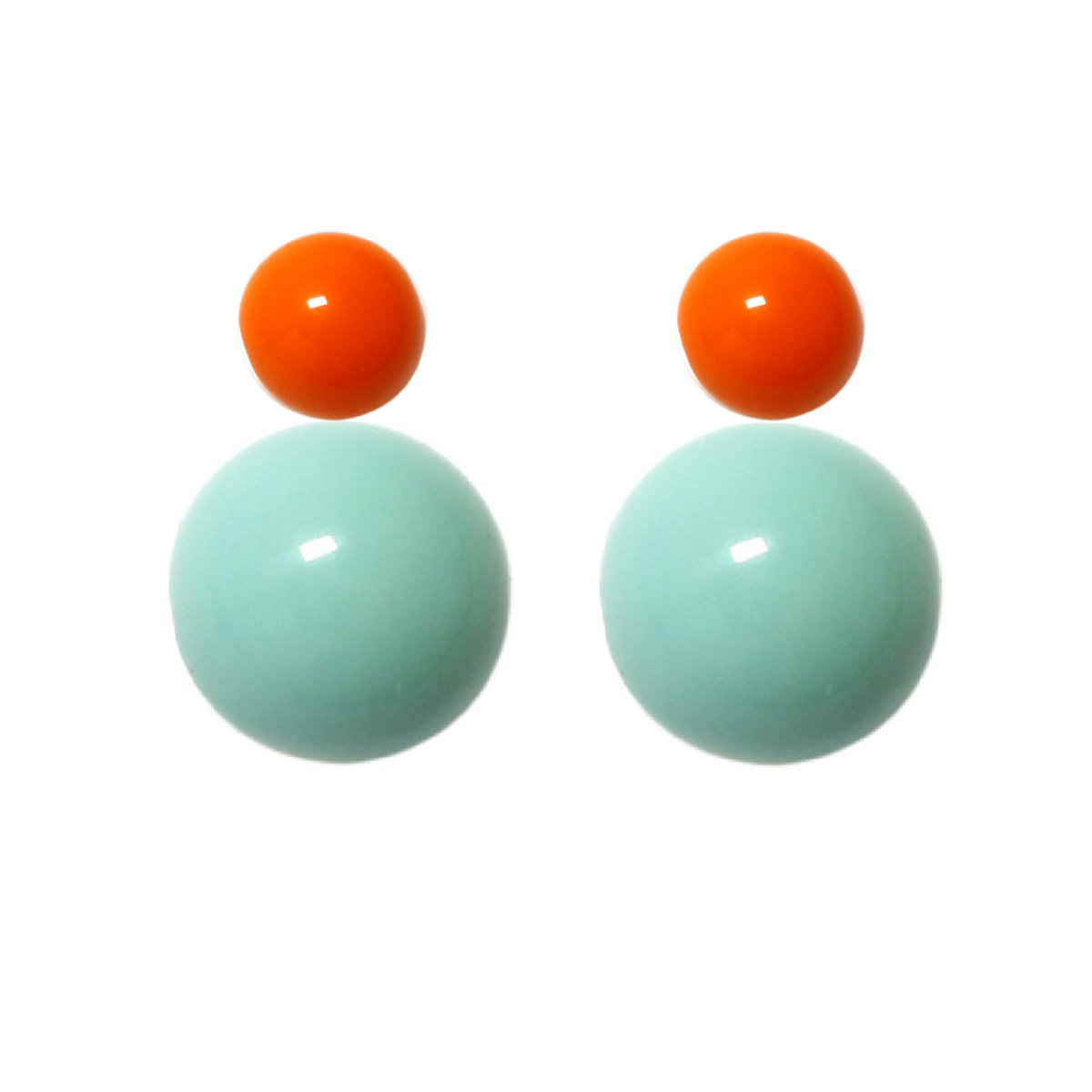 Variable Ohrstecker/Paar in Orange mit farbigen Glaskugeln