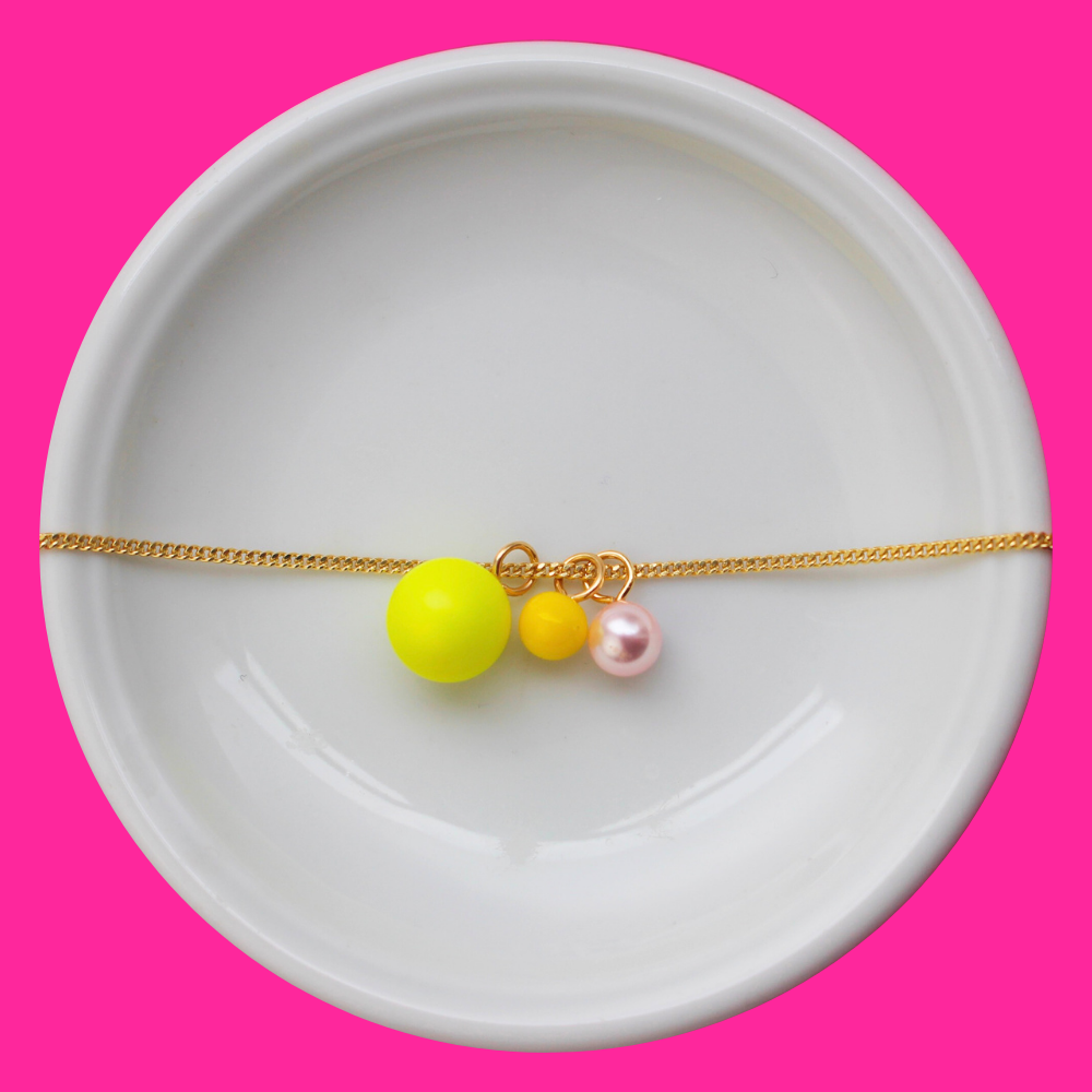 Goldkette mit 3 austauschbaren Kugel-Anhängern