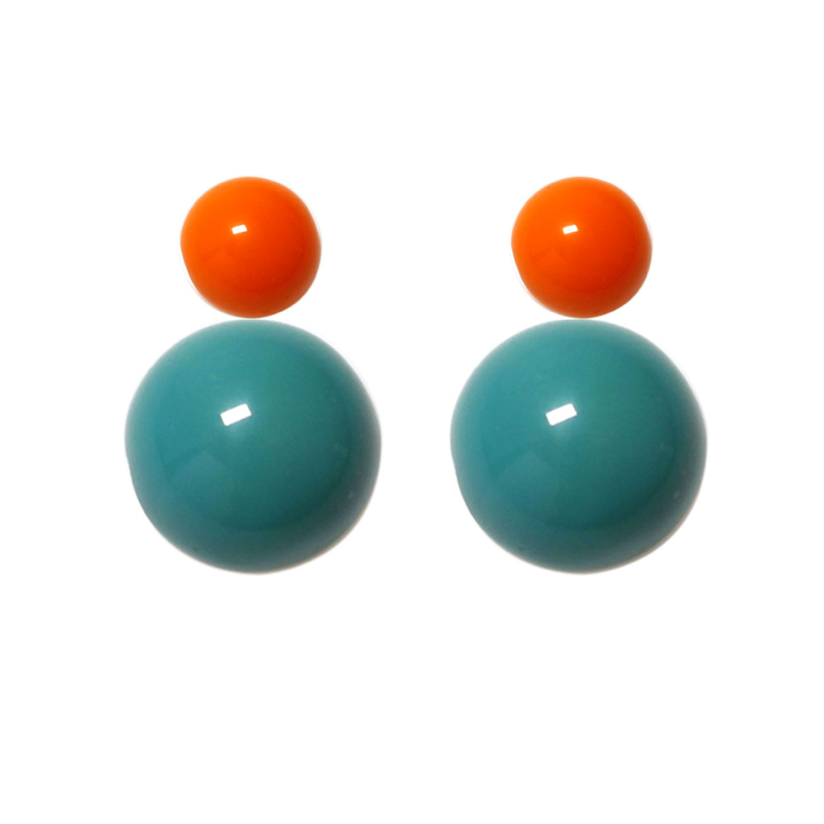 Variable Ohrstecker/Paar in Orange mit farbigen Glaskugeln