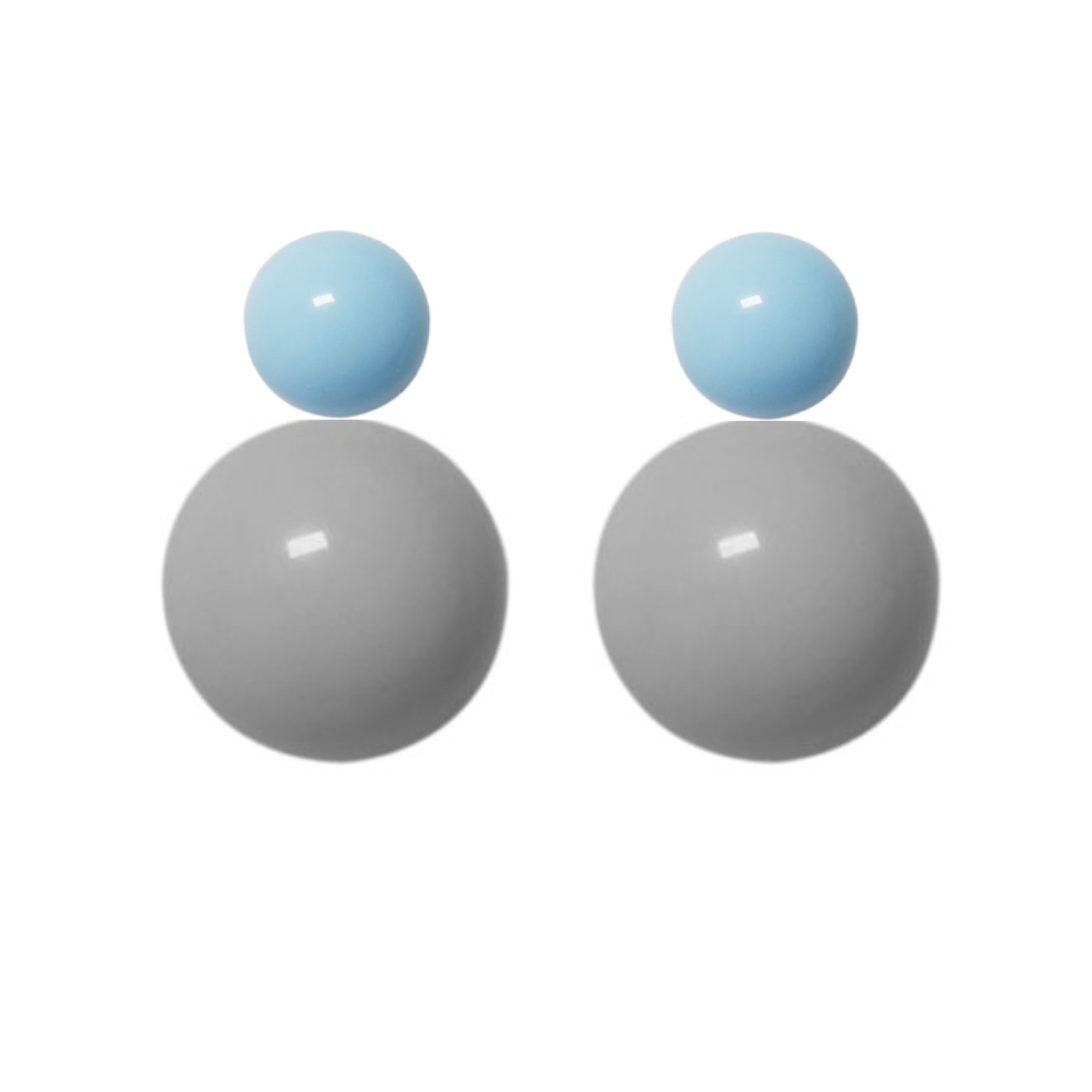 Variable Ohrstecker/Paar in Hellblau mit farbigen Glaskugeln