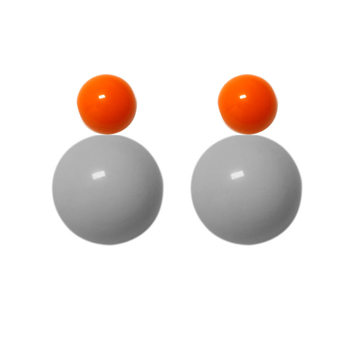 Variable Ohrstecker/Paar in Orange mit farbigen Glaskugeln