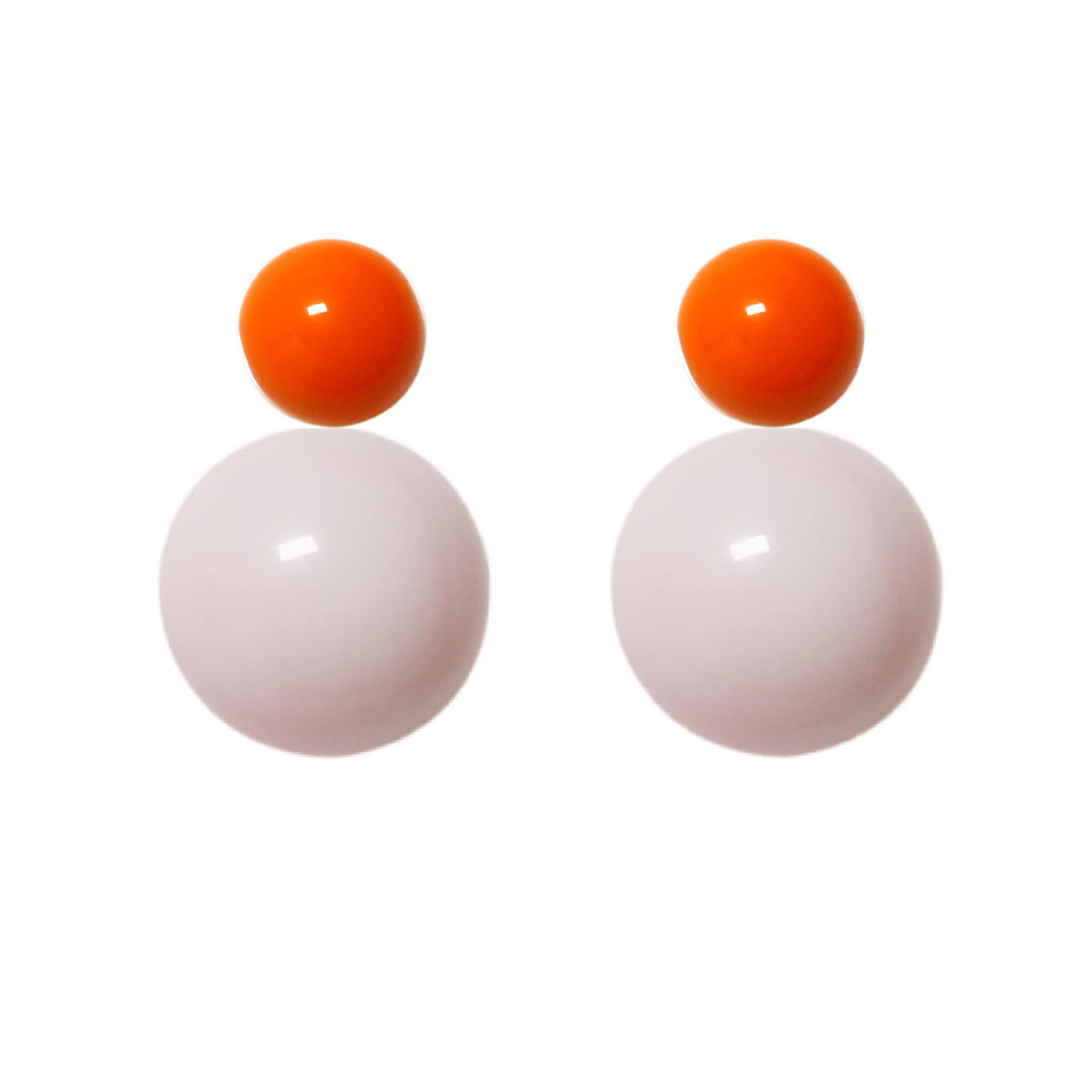 Variable Ohrstecker/Paar in Orange mit farbigen Glaskugeln