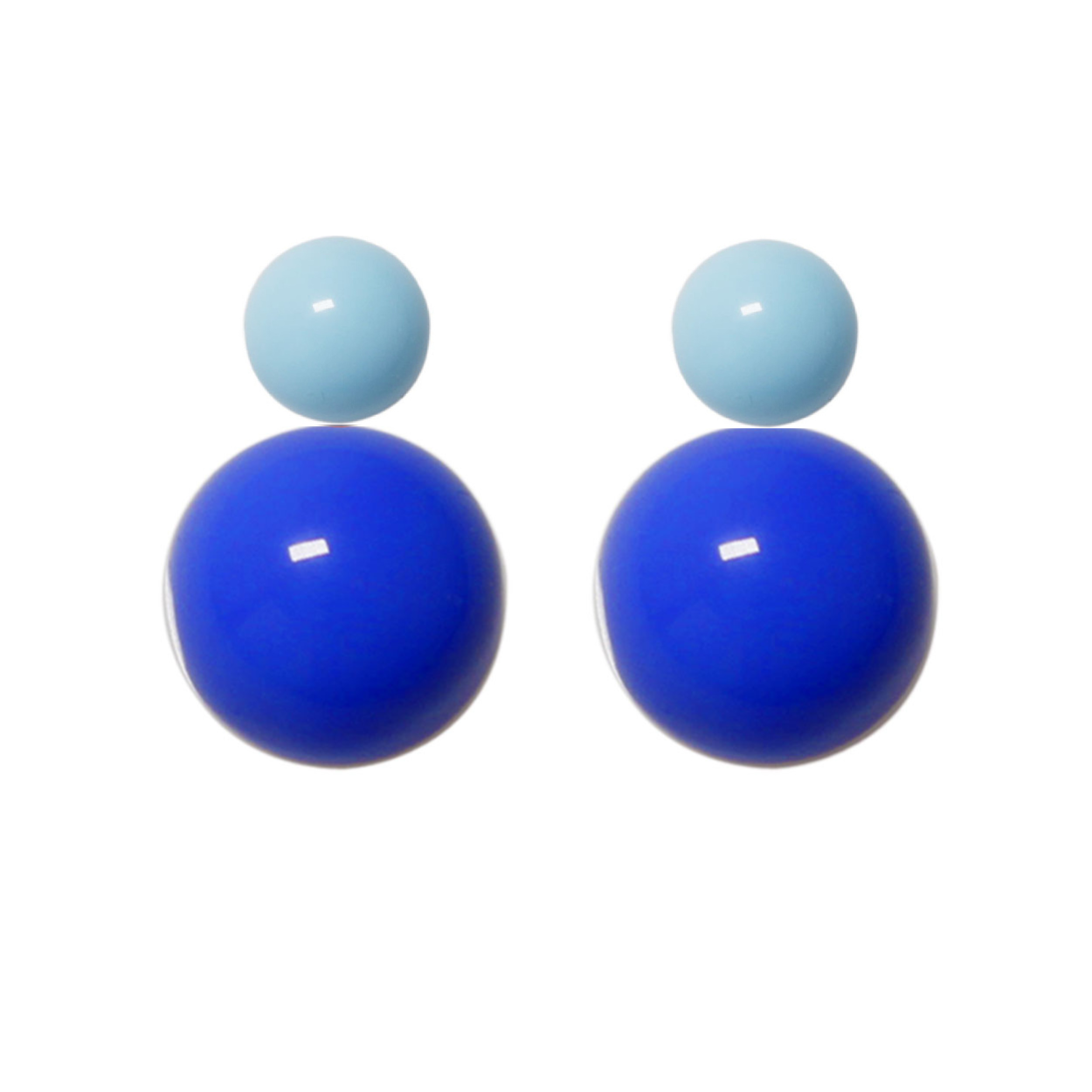 Variable Ohrstecker/Paar in Hellblau mit farbigen Glaskugeln