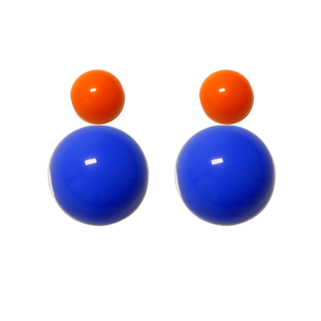 Variable Ohrstecker/Paar in Orange mit farbigen Glaskugeln
