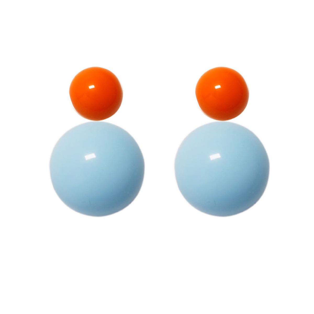 Variable Ohrstecker/Paar in Orange mit farbigen Glaskugeln