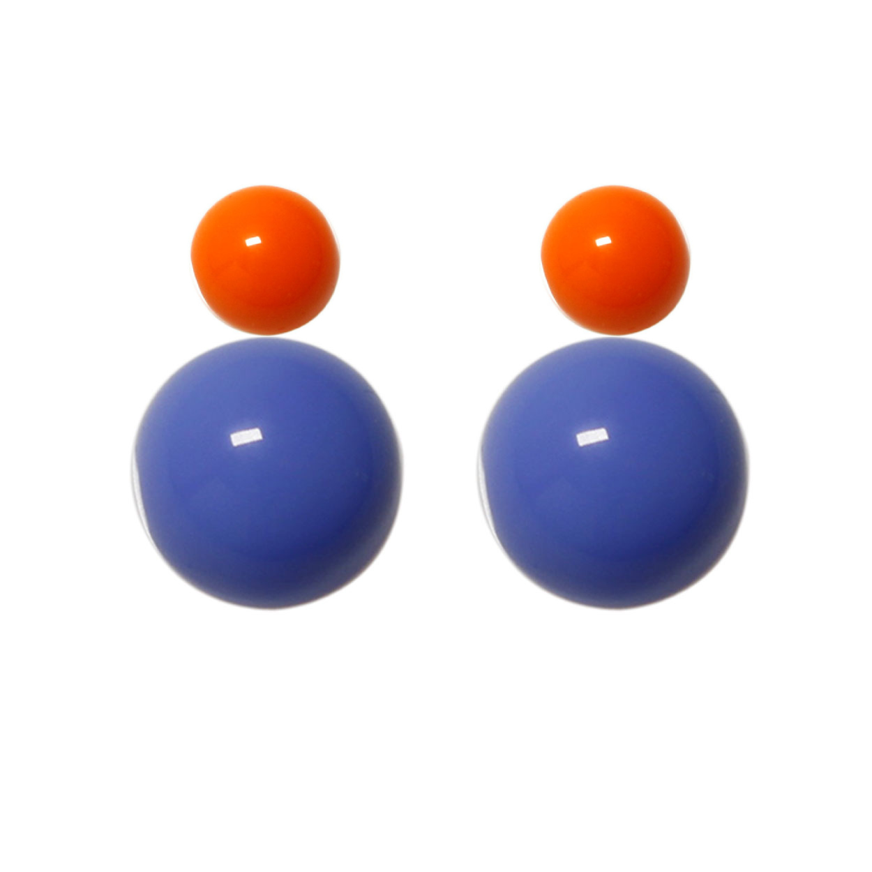 Variable Ohrstecker/Paar in Orange mit farbigen Glaskugeln