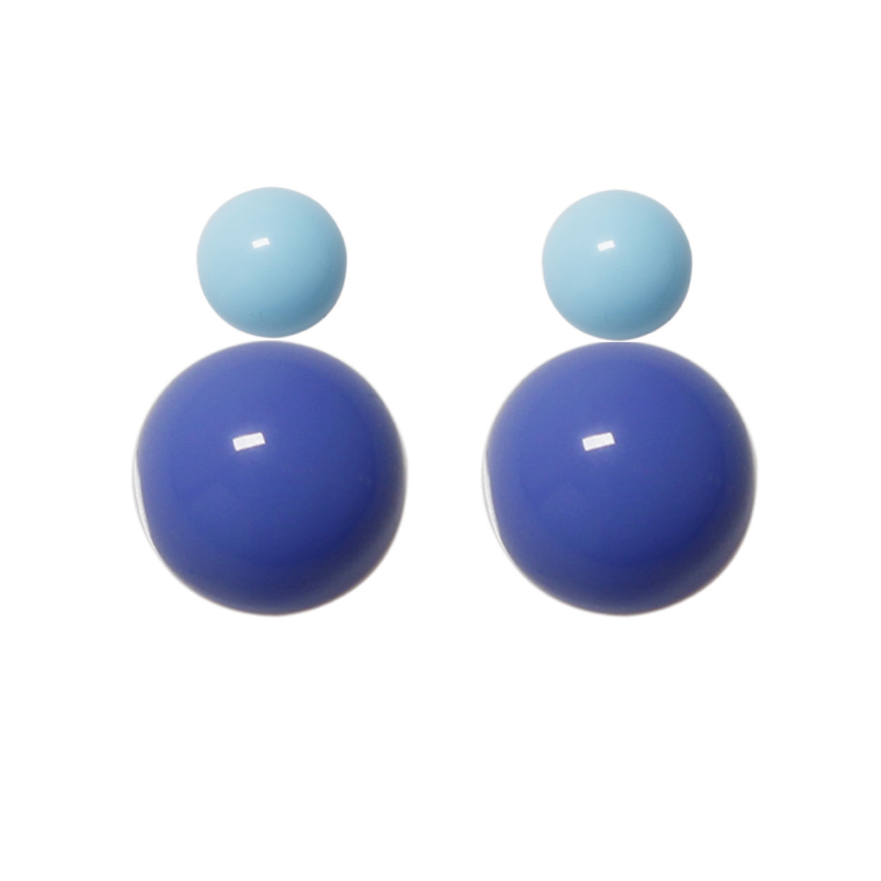 Variable Ohrstecker/Paar in Hellblau mit farbigen Glaskugeln