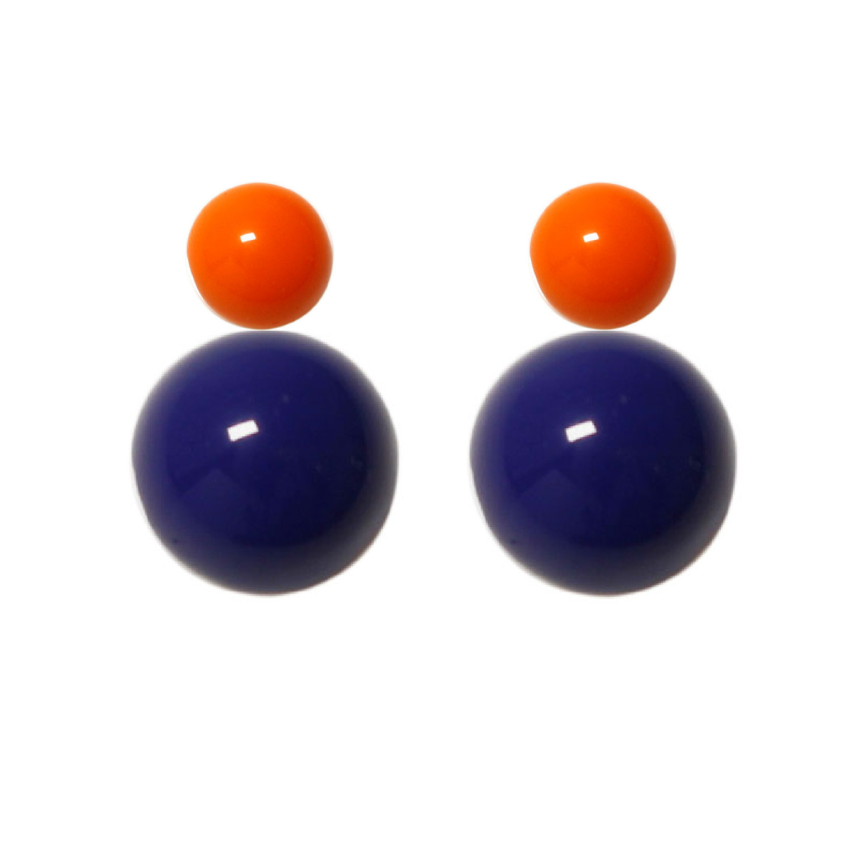 Variable Ohrstecker/Paar in Orange mit farbigen Glaskugeln