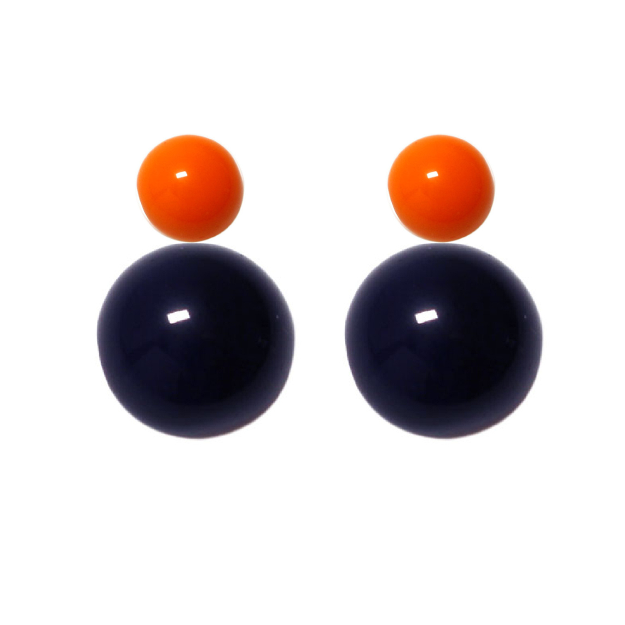 Variable Ohrstecker/Paar in Orange mit farbigen Glaskugeln