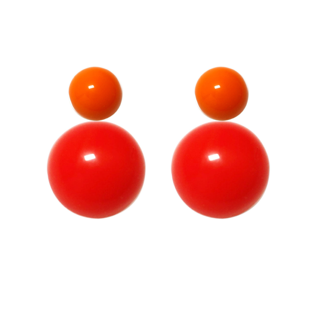 Variable Ohrstecker/Paar in Orange mit farbigen Glaskugeln