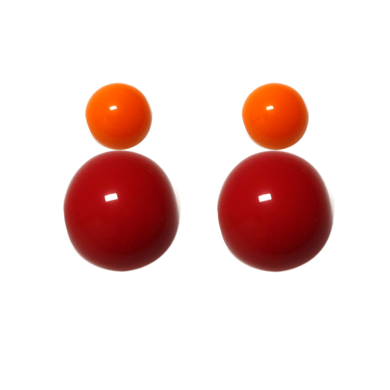 Variable Ohrstecker/Paar in Orange mit farbigen Glaskugeln