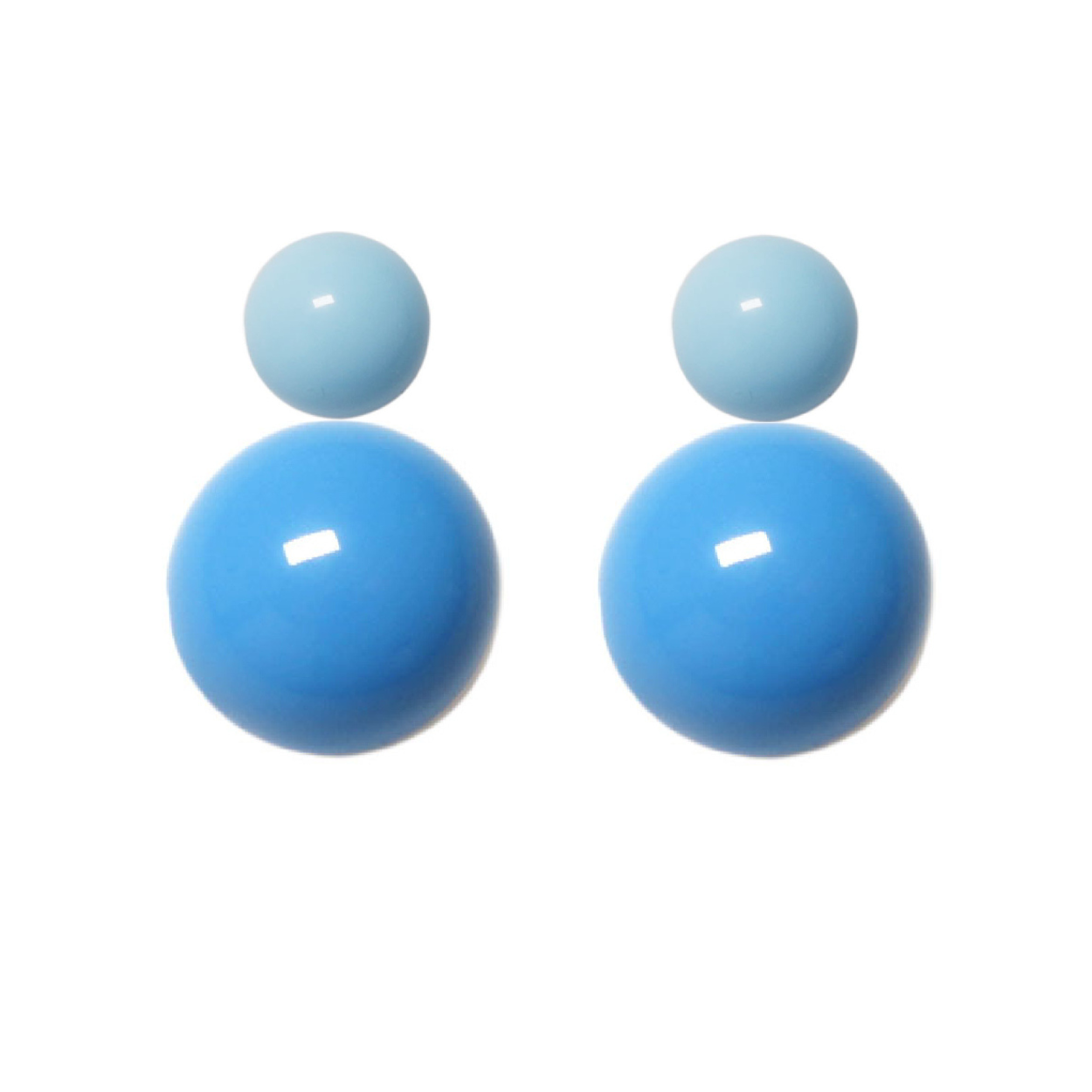 Variable Ohrstecker/Paar in Hellblau mit farbigen Glaskugeln