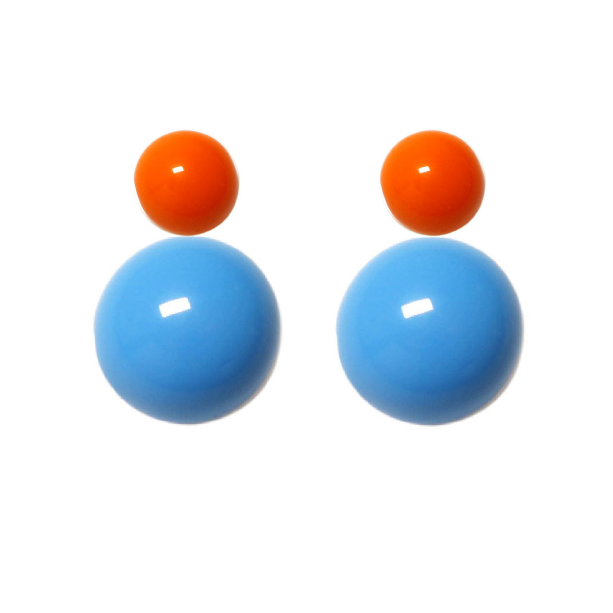 Variable Ohrstecker/Paar in Orange mit farbigen Glaskugeln