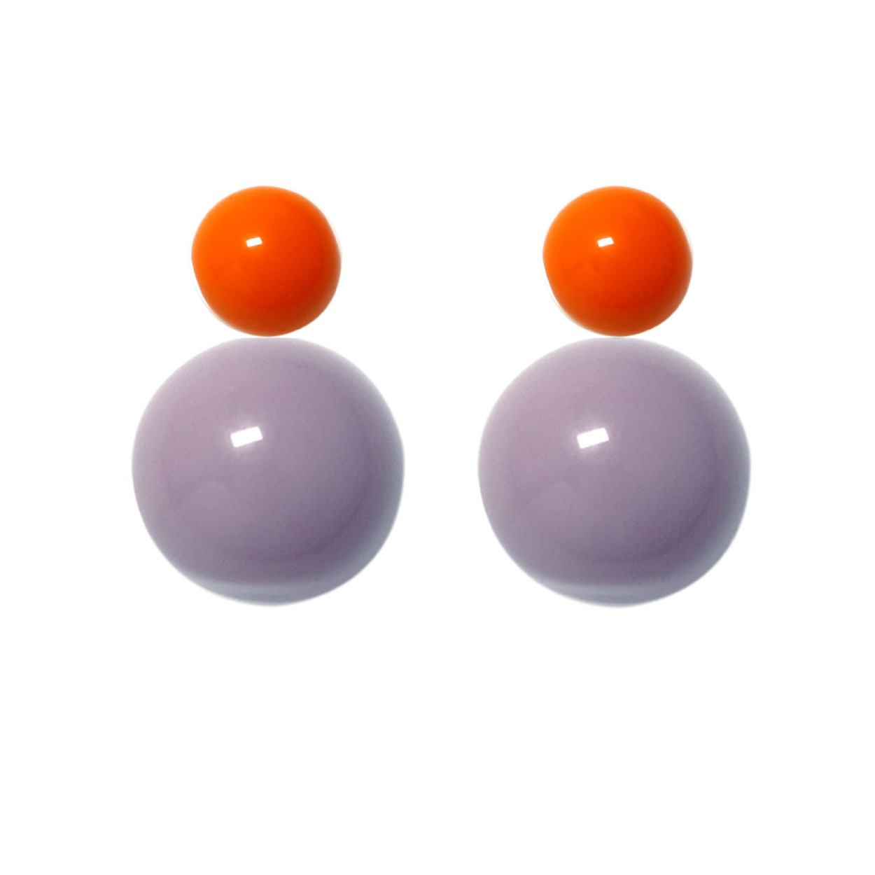 Variable Ohrstecker/Paar in Orange mit farbigen Glaskugeln