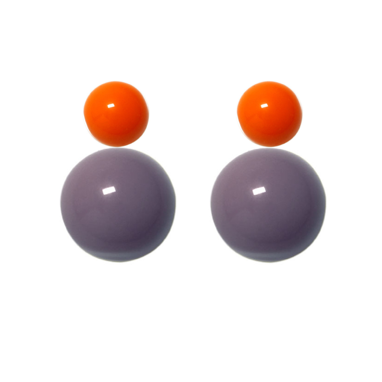 Variable Ohrstecker/Paar in Orange mit farbigen Glaskugeln