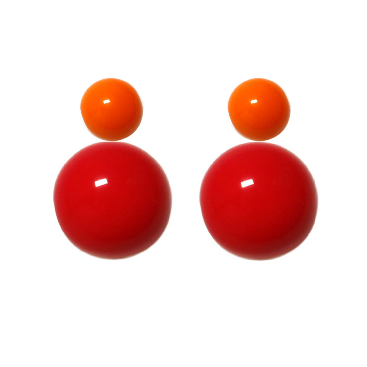 Variable Ohrstecker/Paar in Orange mit farbigen Glaskugeln