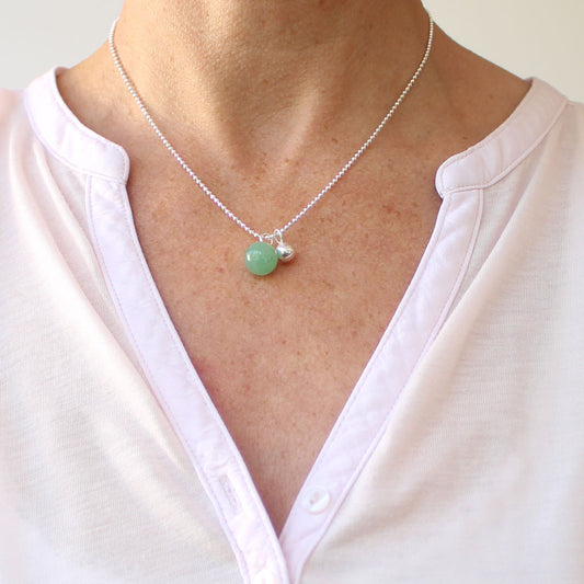 silberkette mit zwei kugeln aventurin BaBa jewellery for happiness